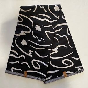 Black and White Abstract Print Cotton Fabric
